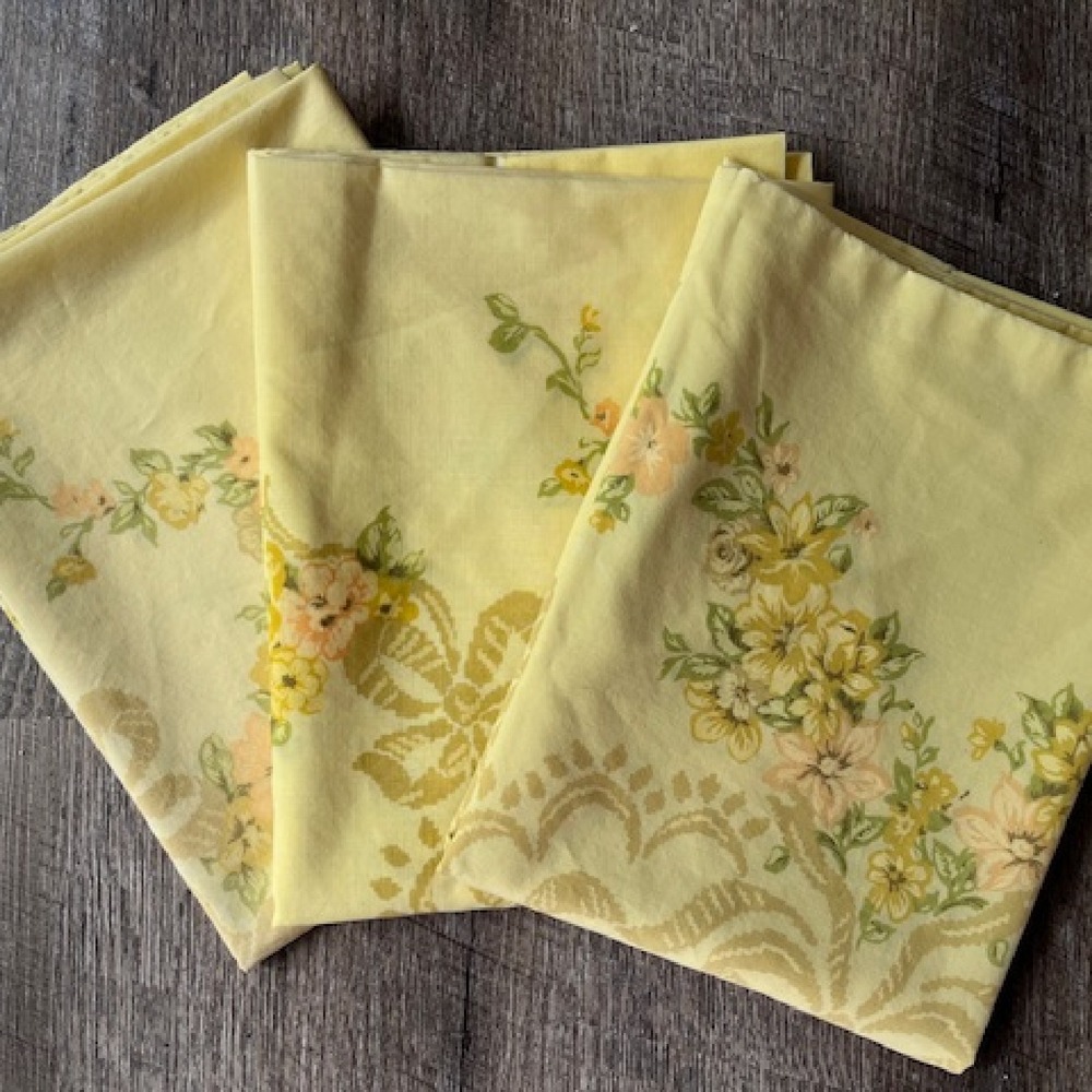 Vintage pillowcases, set of 3,‎ Fashion Manor, JCPenney yellow cottage core
